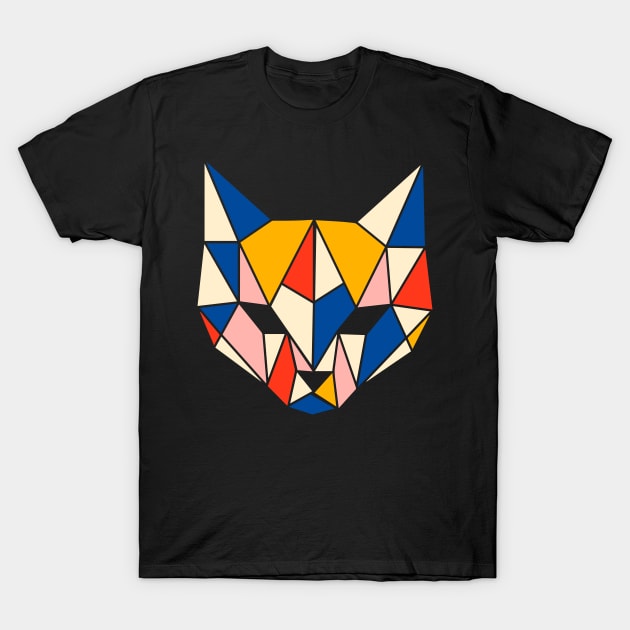 Geometric Cat T-Shirt by timegraf